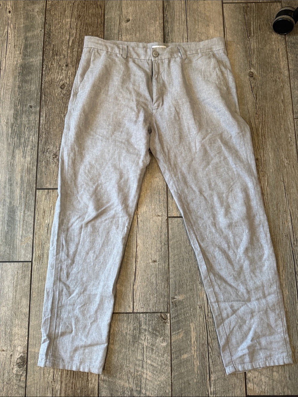 Men's Light Gray Casual Linen-Blend Pants